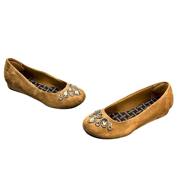 Vionic Cameron Brown Tan Suede Jeweled Orthaheel Slip On Ballet Flat Women 6.5 - Picture 2 of 11